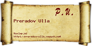 Preradov Ulla névjegykártya